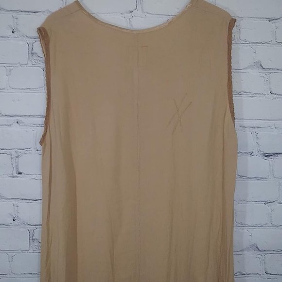 Nooshin Femme Tan Linen Blend Maxi Dress Sz Large - Picture 3 of 6